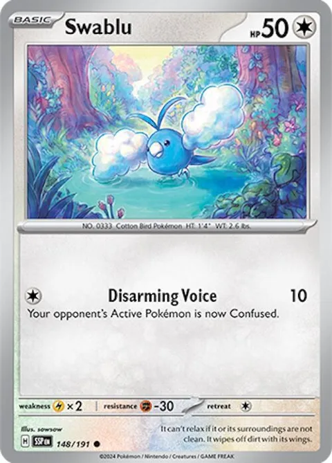 Swablu #148/191 Pokémon card from Surging Sparks