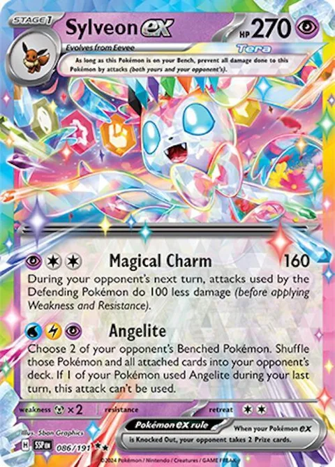 Sylveon ex #086/191 Holofoil Pokémon card from Surging Sparks