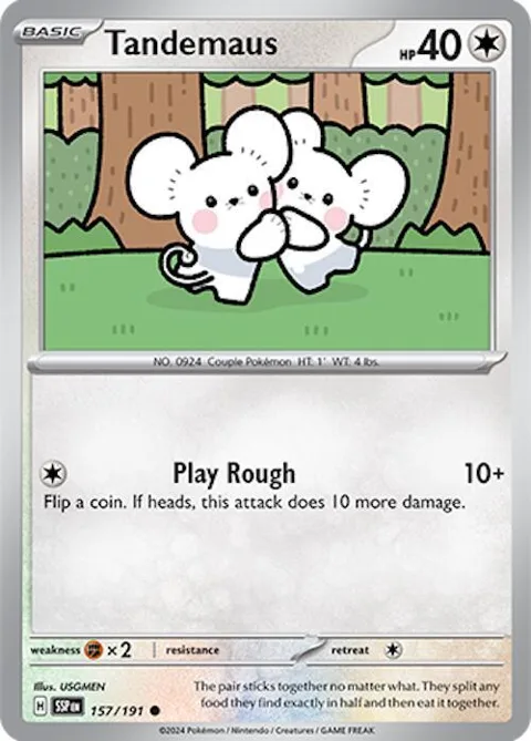 Tandemaus #157/191 Reverse Holofoil Pokémon card from Surging Sparks