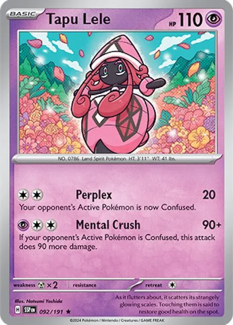 Tapu Lele #092/191 Reverse Holofoil Pokémon card from Surging Sparks