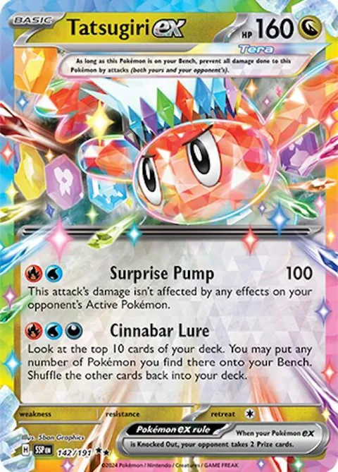 Tatsugiri ex #142/191 Holofoil Pokémon card from Surging Sparks