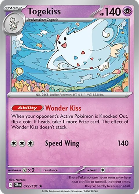 Togekiss #072/191 Reverse Holofoil Pokémon card from Surging Sparks