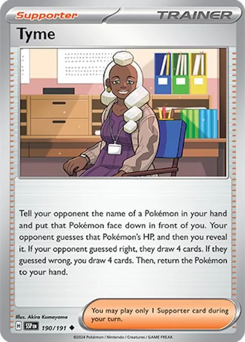 Tyme #190/191 Pokémon card from Surging Sparks