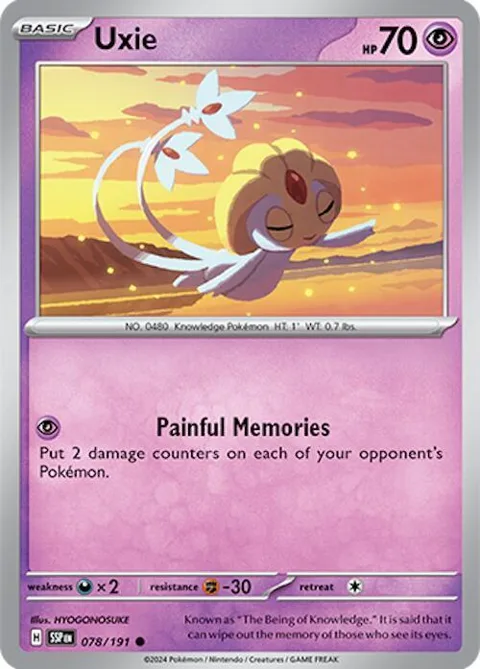 Uxie #078/191 Reverse Holofoil Pokémon card from Surging Sparks