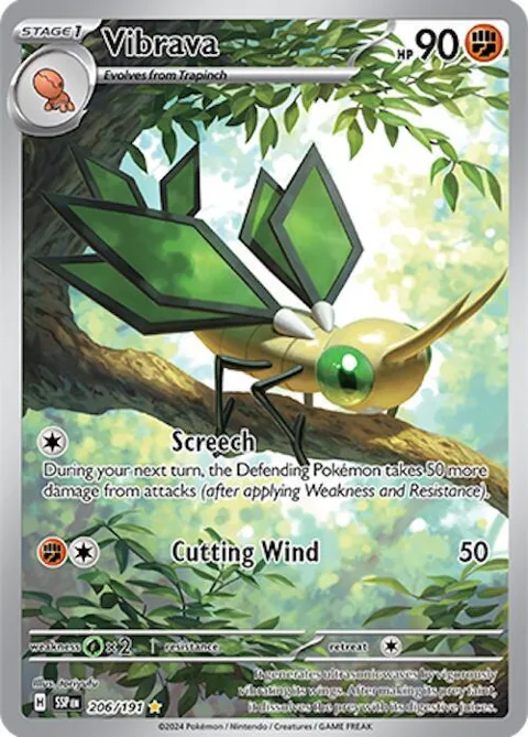 Vibrava #206/191 Holofoil Pokémon card from Surging Sparks