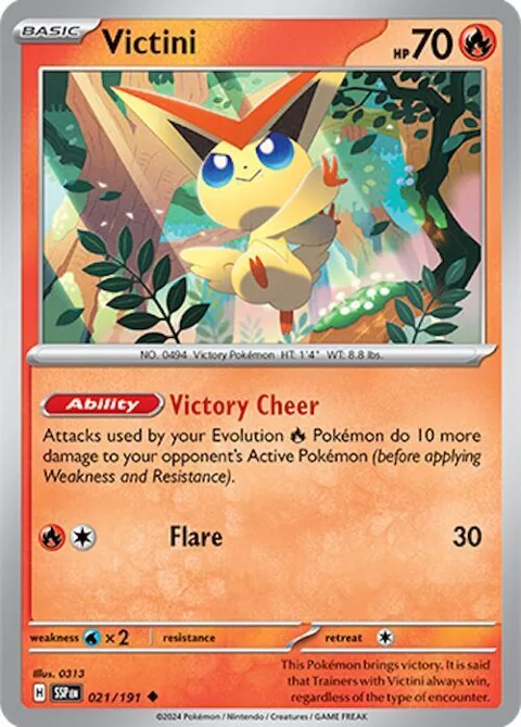 Victini #021/191 Pokémon card from Surging Sparks