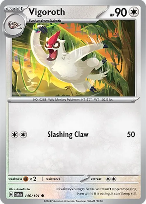 Vigoroth #146/191 Reverse Holofoil Pokémon card from Surging Sparks