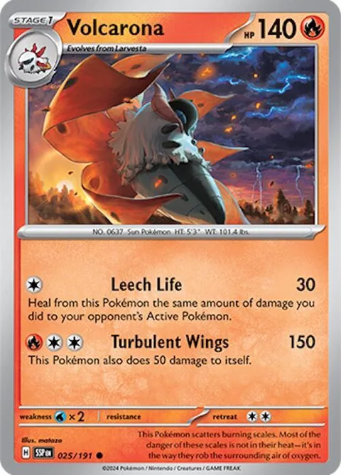 Volcarona #025/191 Reverse Holofoil Pokémon card from Surging Sparks