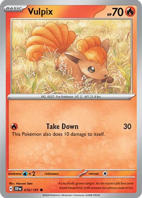 Vulpix #016/191 Reverse Holofoil Pokémon card from Surging Sparks