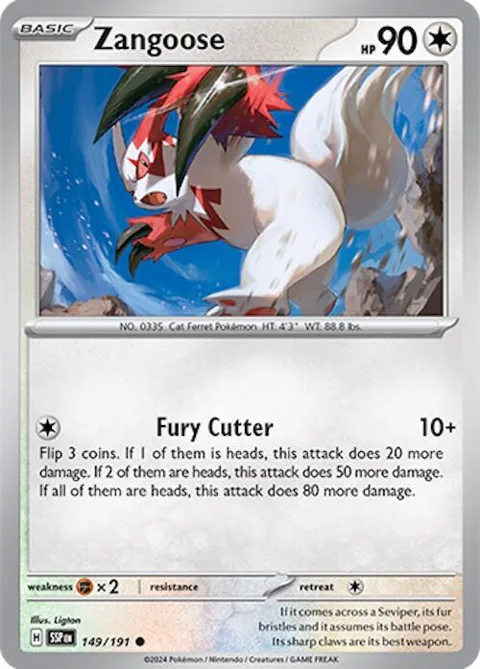 Zangoose #149/191 Reverse Holofoil Pokémon card from Surging Sparks