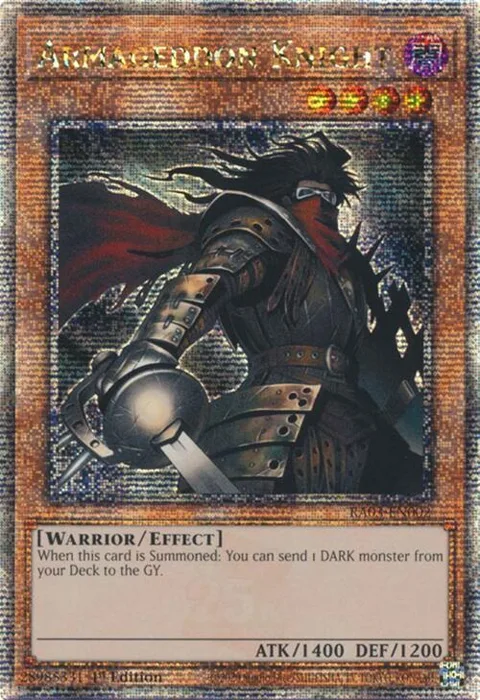 Armageddon Knight Quarter Century Secret Rare RA03-EN002 Yu-Gi-Oh card from Quarter Century Bonanza