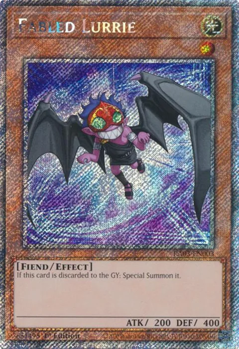 Fabled Lurrie Platinum Secret Rare RA03-EN003 Yu-Gi-Oh card from Quarter Century Bonanza