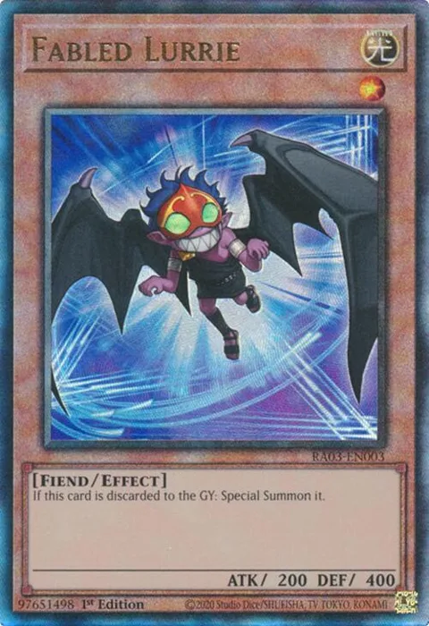 Fabled Lurrie Prismatic Ultimate Rare RA03-EN003 Yu-Gi-Oh card from Quarter Century Bonanza