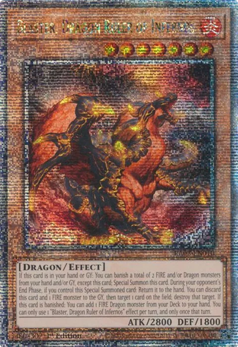 Blaster, Dragon Ruler of Infernos Quarter Century Secret Rare RA03-EN010 Yu-Gi-Oh card from Quarter Century Bonanza