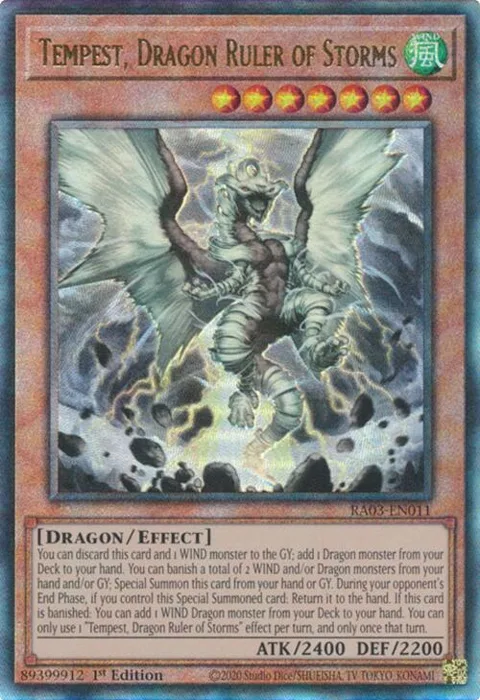 Tempest, Dragon Ruler of Storms Prismatic Ultimate Rare RA03-EN011 Yu-Gi-Oh card from Quarter Century Bonanza