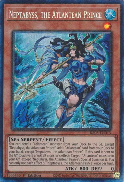 Neptabyss, the Atlantean Prince Prismatic Collector's Rare RA03-EN013 Yu-Gi-Oh card from Quarter Century Bonanza