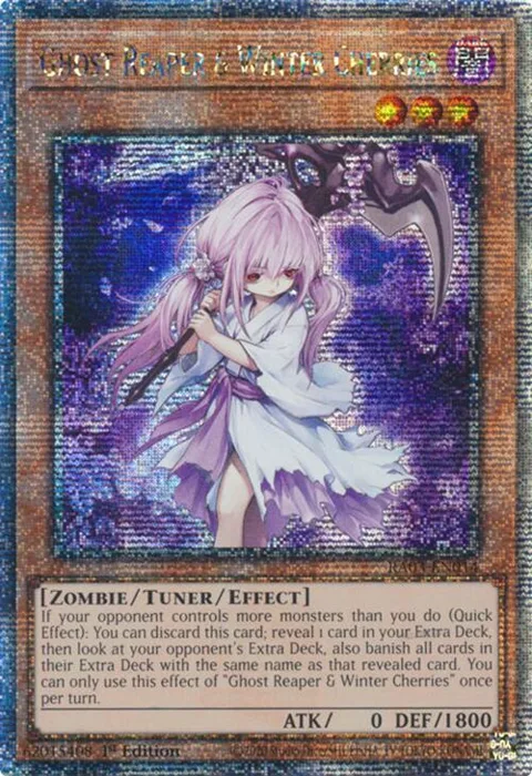 Ghost Reaper & Winter Cherries Quarter Century Secret Rare RA03-EN014 Yu-Gi-Oh card from Quarter Century Bonanza