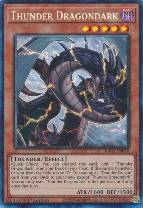 Thunder Dragondark Prismatic Collector's Rare RA03-EN018 Yu-Gi-Oh card from Quarter Century Bonanza