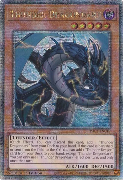 Thunder Dragondark Quarter Century Secret Rare RA03-EN018 Yu-Gi-Oh card from Quarter Century Bonanza
