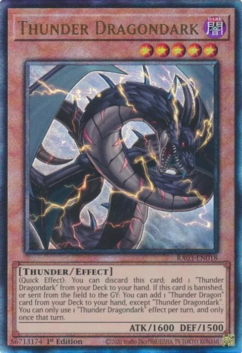 Thunder Dragondark Prismatic Ultimate Rare RA03-EN018 Yu-Gi-Oh card from Quarter Century Bonanza