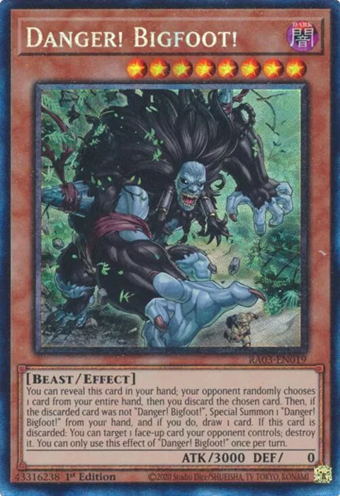 Danger! Bigfoot! Prismatic Collector's Rare RA03-EN019 Yu-Gi-Oh card from Quarter Century Bonanza