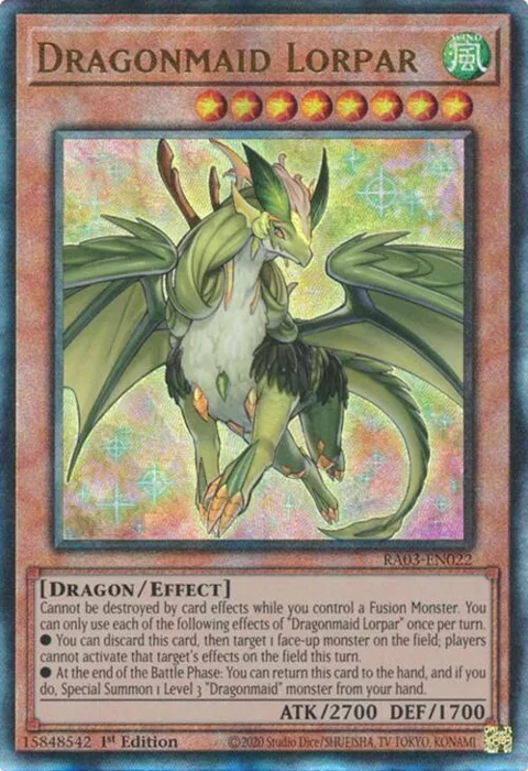 Dragonmaid Lorpar Prismatic Ultimate Rare RA03-EN022 Yu-Gi-Oh card from Quarter Century Bonanza