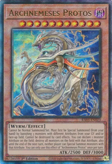 Archnemeses Protos Prismatic Ultimate Rare RA03-EN023 Yu-Gi-Oh card from Quarter Century Bonanza