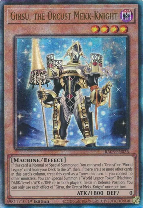 Girsu, the Orcust Mekk-Knight Prismatic Ultimate Rare RA03-EN026 Yu-Gi-Oh card from Quarter Century Bonanza