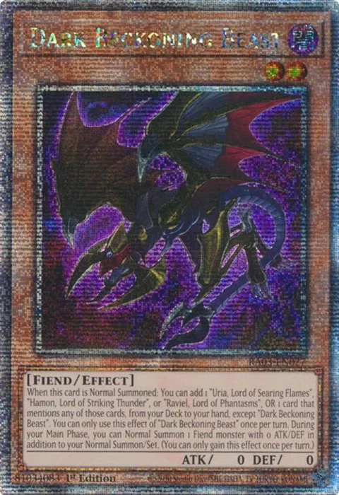 Dark Beckoning Beast Quarter Century Secret Rare RA03-EN027 Yu-Gi-Oh card from Quarter Century Bonanza
