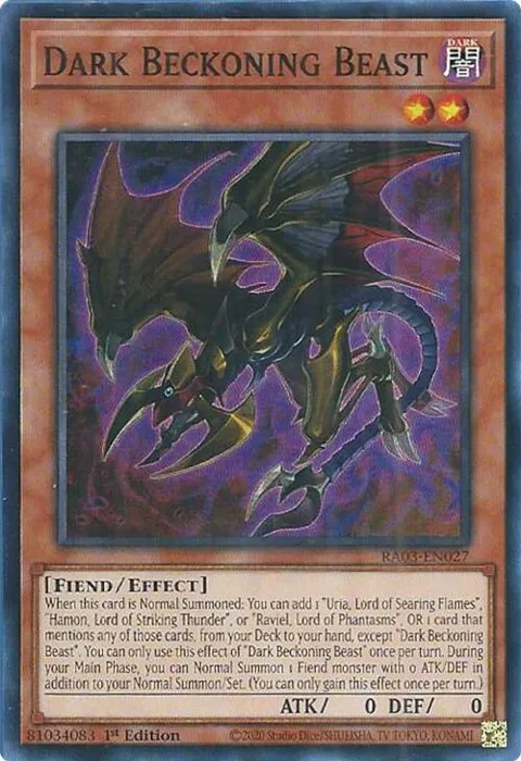 Dark Beckoning Beast RA03-EN027 Yu-Gi-Oh card from Quarter Century Bonanza