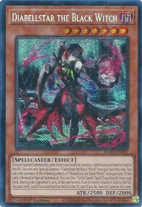 Diabellstar the Black Witch Secret Rare RA03-EN032 Yu-Gi-Oh card from Quarter Century Bonanza