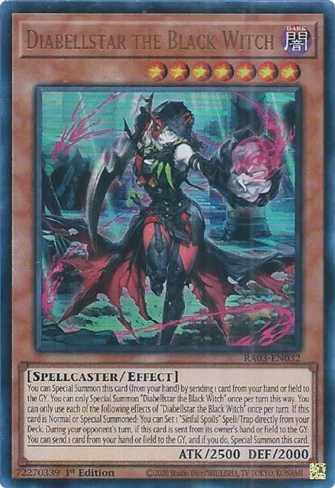 Diabellstar the Black Witch Ultra Rare RA03-EN032 Yu-Gi-Oh card from Quarter Century Bonanza