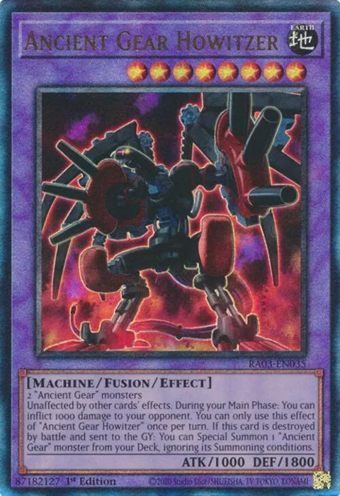 Ancient Gear Howitzer Prismatic Ultimate Rare RA03-EN035 Yu-Gi-Oh card from Quarter Century Bonanza