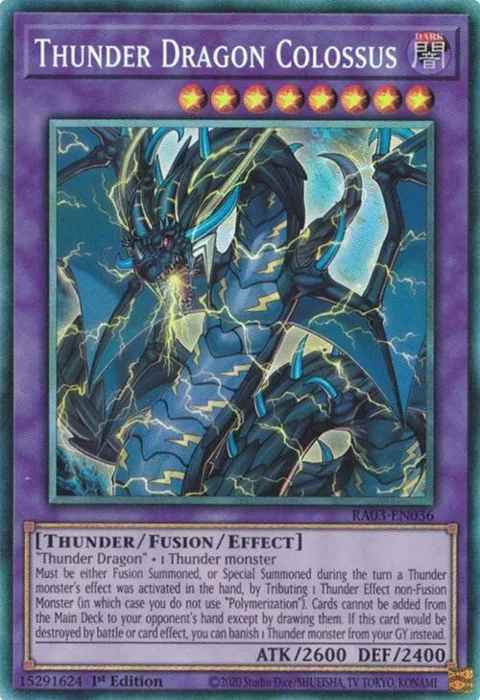 Thunder Dragon Colossus Prismatic Collector's Rare RA03-EN036 Yu-Gi-Oh card from Quarter Century Bonanza