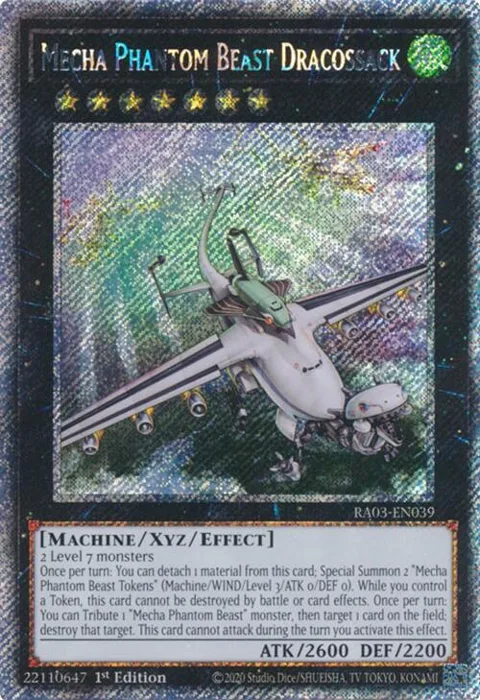 Mecha Phantom Beast Dracossack Platinum Secret Rare RA03-EN039 Yu-Gi-Oh card from Quarter Century Bonanza