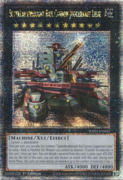 Superdreadnought Rail Cannon Juggernaut Liebe Alt Art Quarter Century Secret Rare RA03-EN041 Yu-Gi-Oh card from Quarter Century Bonanza