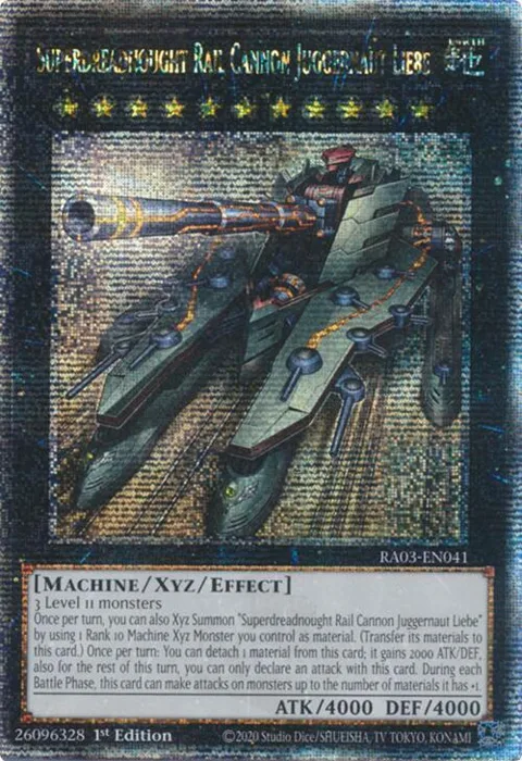 Superdreadnought Rail Cannon Juggernaut Liebe Quarter Century Secret Rare RA03-EN041 Yu-Gi-Oh card from Quarter Century Bonanza
