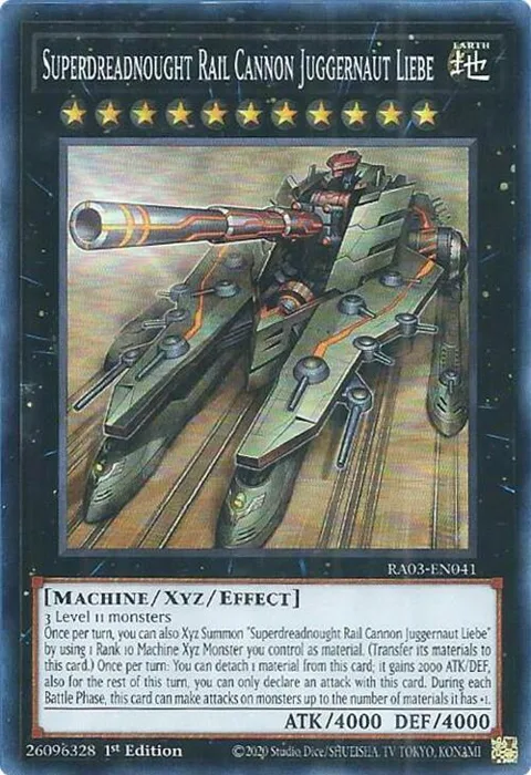 Superdreadnought Rail Cannon Juggernaut Liebe RA03-EN041 Yu-Gi-Oh card from Quarter Century Bonanza