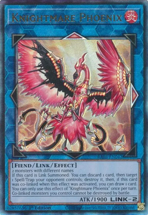 Knightmare Phoenix Prismatic Ultimate Rare RA03-EN042 Yu-Gi-Oh card from Quarter Century Bonanza