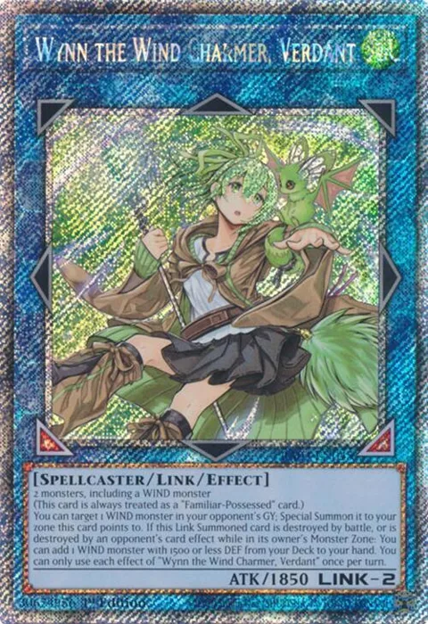 Wynn the Wind Charmer, Verdant Platinum Secret Rare RA03-EN045 Yu-Gi-Oh card from Quarter Century Bonanza