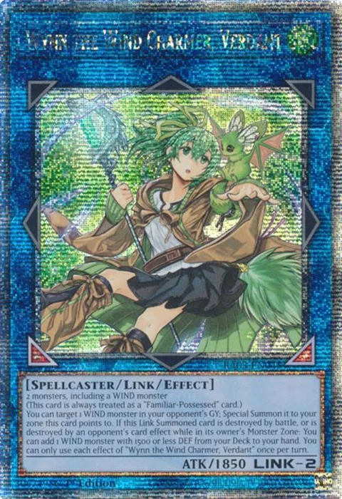 Wynn the Wind Charmer, Verdant Quarter Century Secret Rare RA03-EN045 Yu-Gi-Oh card from Quarter Century Bonanza