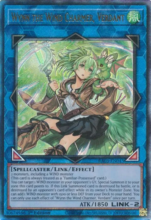 Wynn the Wind Charmer, Verdant Prismatic Ultimate Rare RA03-EN045 Yu-Gi-Oh card from Quarter Century Bonanza