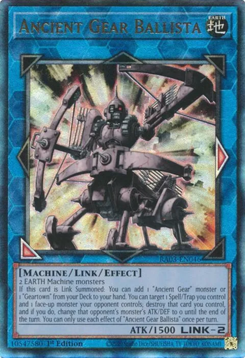 Ancient Gear Ballista Prismatic Ultimate Rare RA03-EN046 Yu-Gi-Oh card from Quarter Century Bonanza