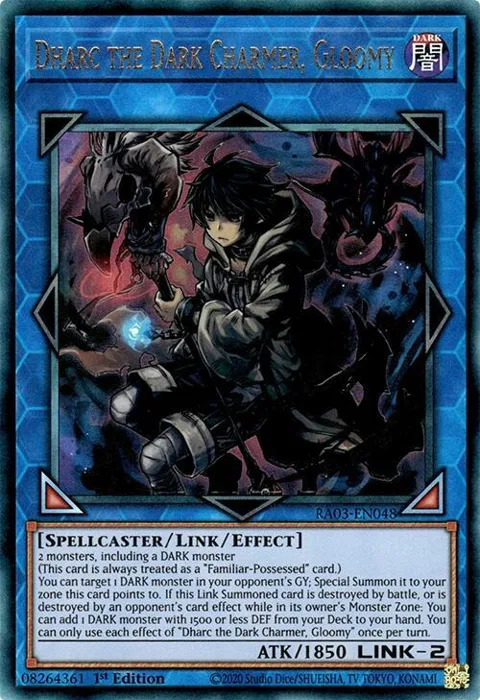 Dharc the Dark Charmer, Gloomy Prismatic Ultimate Rare RA03-EN048 Yu-Gi-Oh card from Quarter Century Bonanza