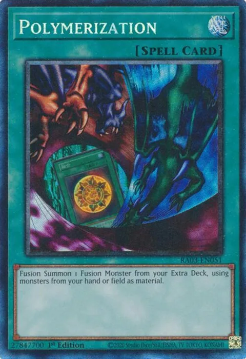 Polymerization A Alt Art Prismatic Collector's Rare RA03-EN051 Yu-Gi-Oh card from Quarter Century Bonanza