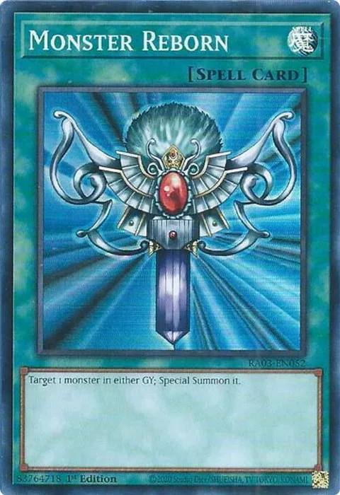 Monster Reborn RA03-EN052 Yu-Gi-Oh card from Quarter Century Bonanza
