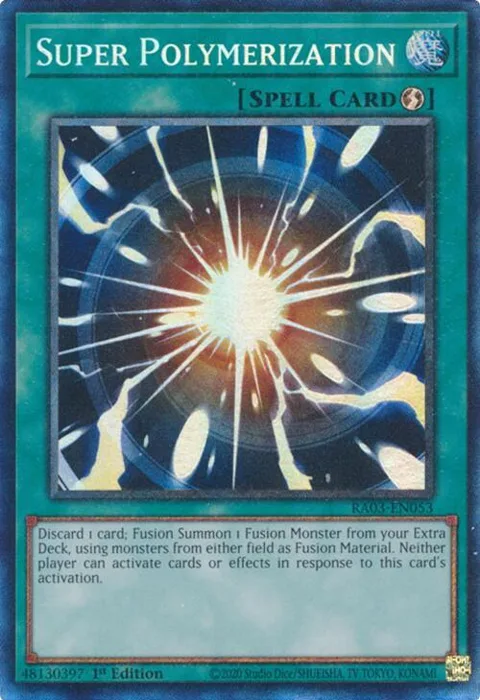Super Polymerization Prismatic Collector's Rare RA03-EN053 Yu-Gi-Oh card from Quarter Century Bonanza