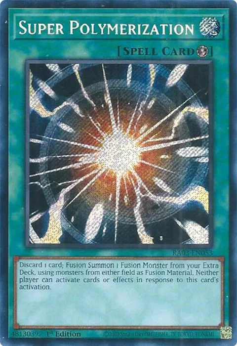 Super Polymerization Secret Rare RA03-EN053 Yu-Gi-Oh card from Quarter Century Bonanza