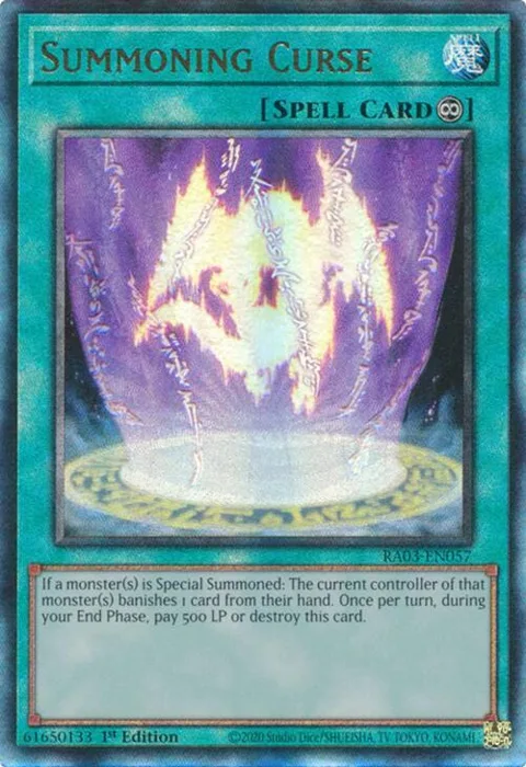 Summoning Curse Prismatic Ultimate Rare RA03-EN057 Yu-Gi-Oh card from Quarter Century Bonanza