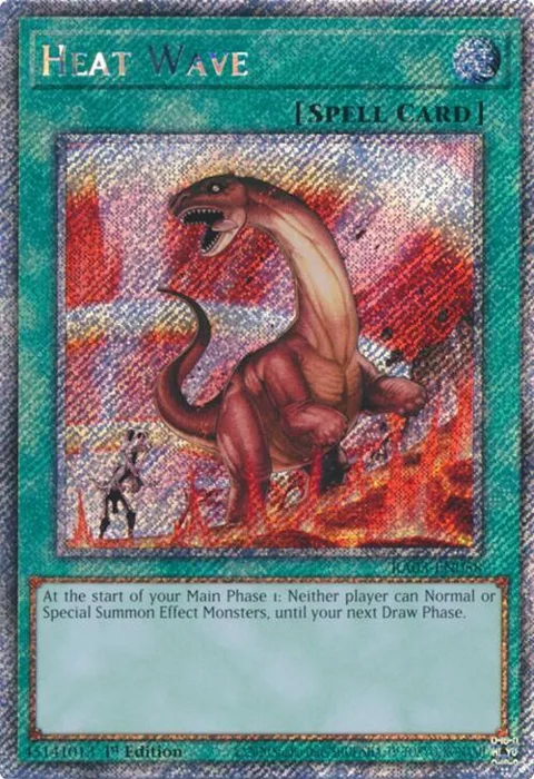 Heat Wave Platinum Secret Rare RA03-EN058 Yu-Gi-Oh card from Quarter Century Bonanza